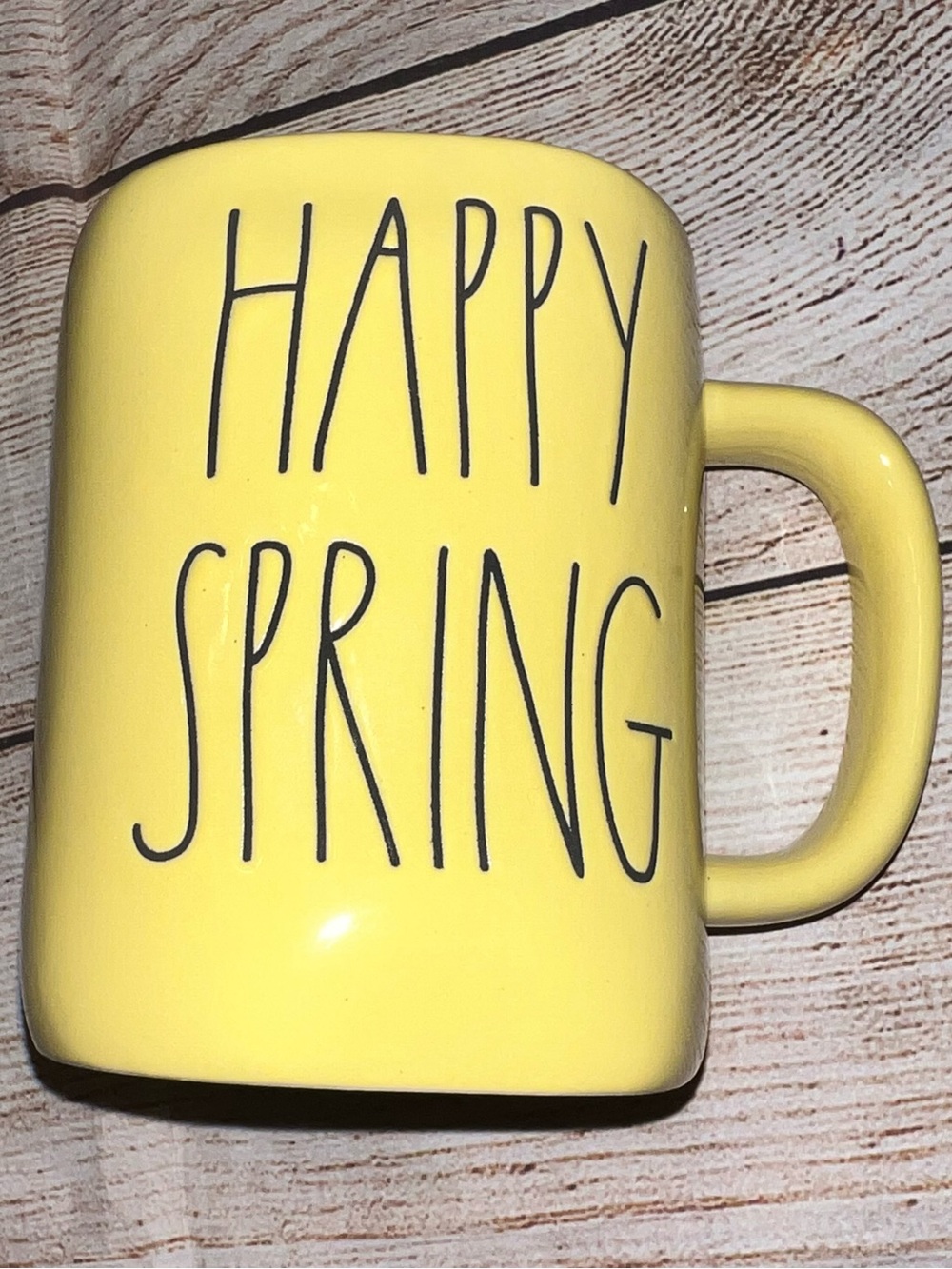NWT Rae Dunn Yellow "Happy Spring" Ceramic Mug - Picture 2 of 6
